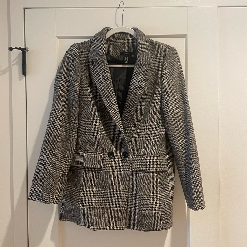 Forever 21 Plaid Oversized Blazer